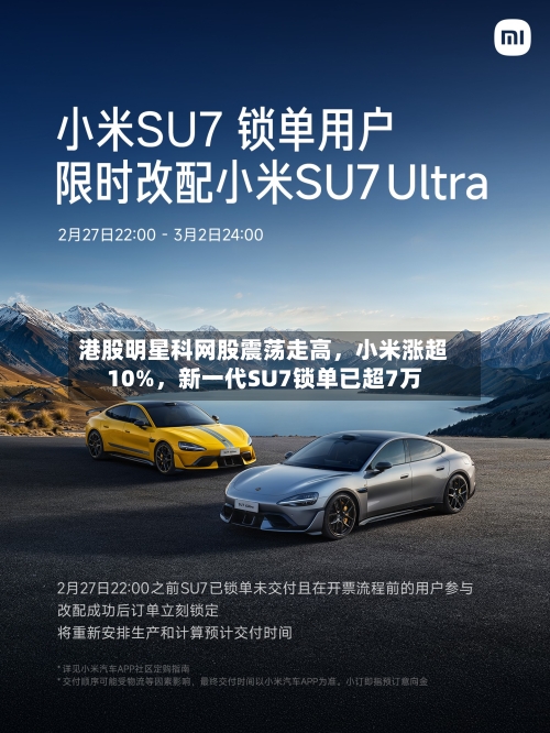 港股明星科网股震荡走高，小米涨超10%，新一代SU7锁单已超7万